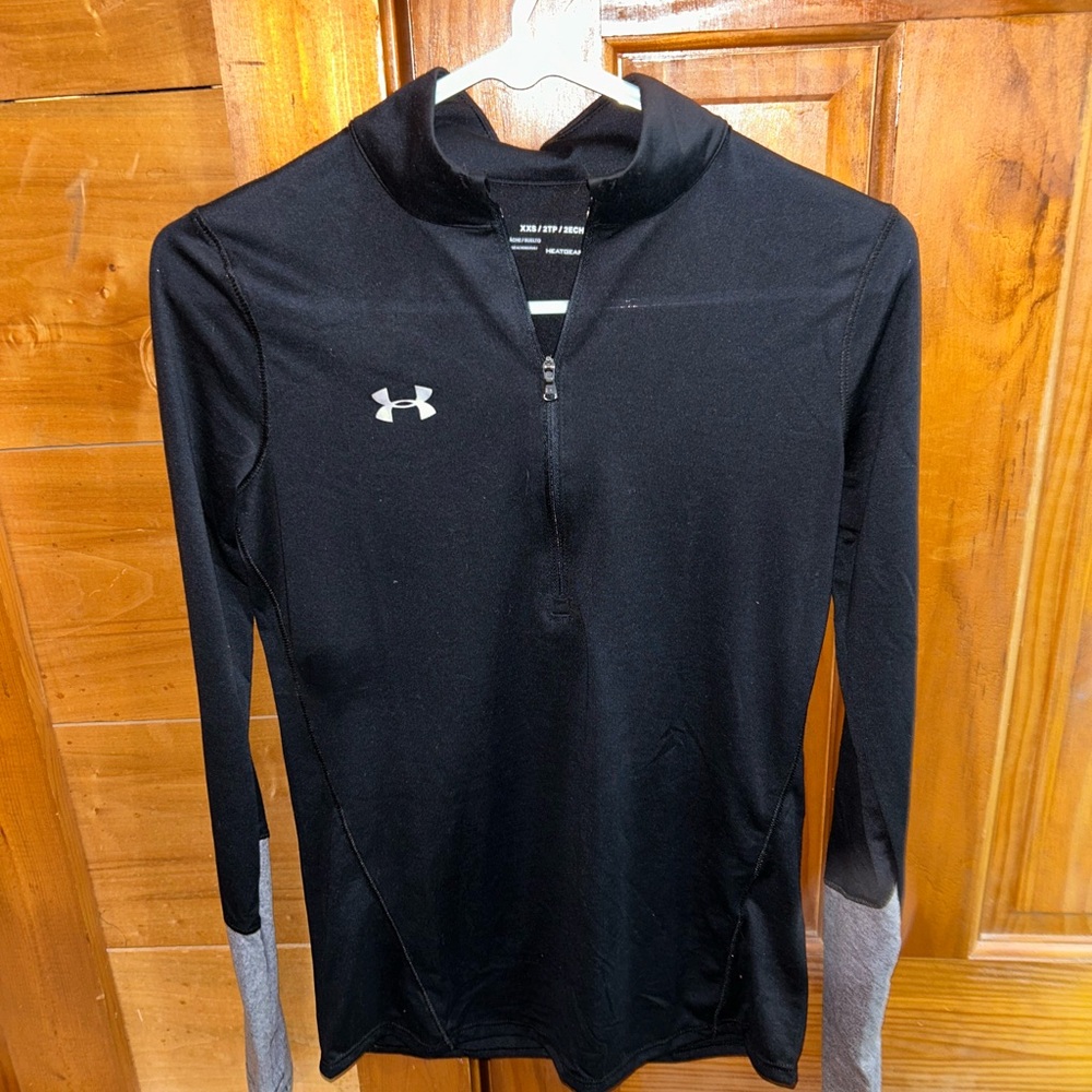 Under Armour Gray and Black Fitted Long Sleeve Jersey